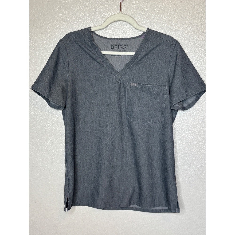 FIGS Technical Collection Heather Charcoal Grey V-Neck Scrub Top FW1000 Womens M